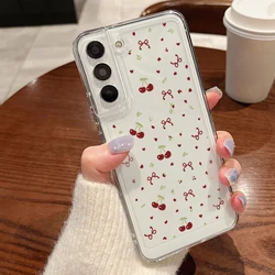 Cherry Pattern Case For Samsung Galaxy S25 S24 Ultra A56 A55 A54 A53 A52 A14 A34 A35 A36 A26 A15 S23 S22 Plus S24 FE Clear Cover