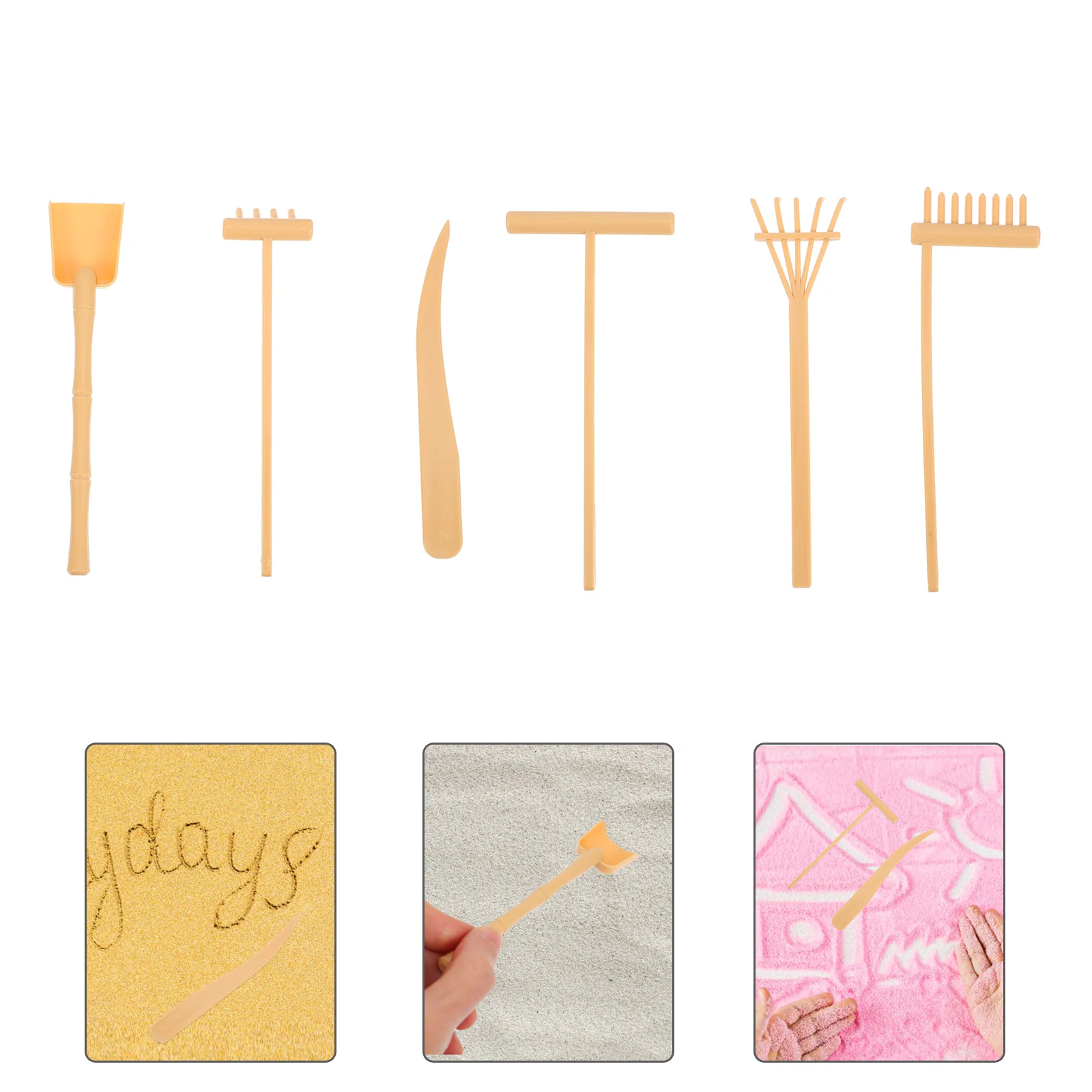 

6 Pcs Sand Rock Rake Mini Ornaments Crafts Decorate Zen Adornments Garden Tools