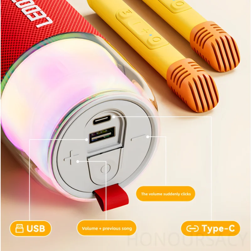 هدايا الأطفال HIFI ستيريو Bluetooth5.3 المتكلم المحمولة المنزل لطيف كاريوكي الصوت اللاسلكي مع 2 هيئة التصنيع العسكري الأسرة الغناء المتكاملة #2