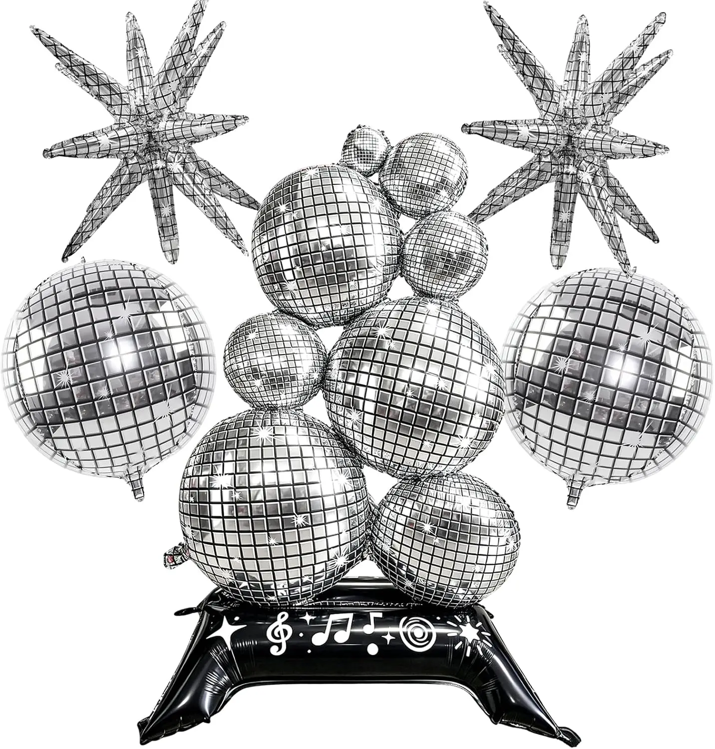 5Pcs Disco Ball Balloons Set, 70s 80s Themed Disco Party Decorations