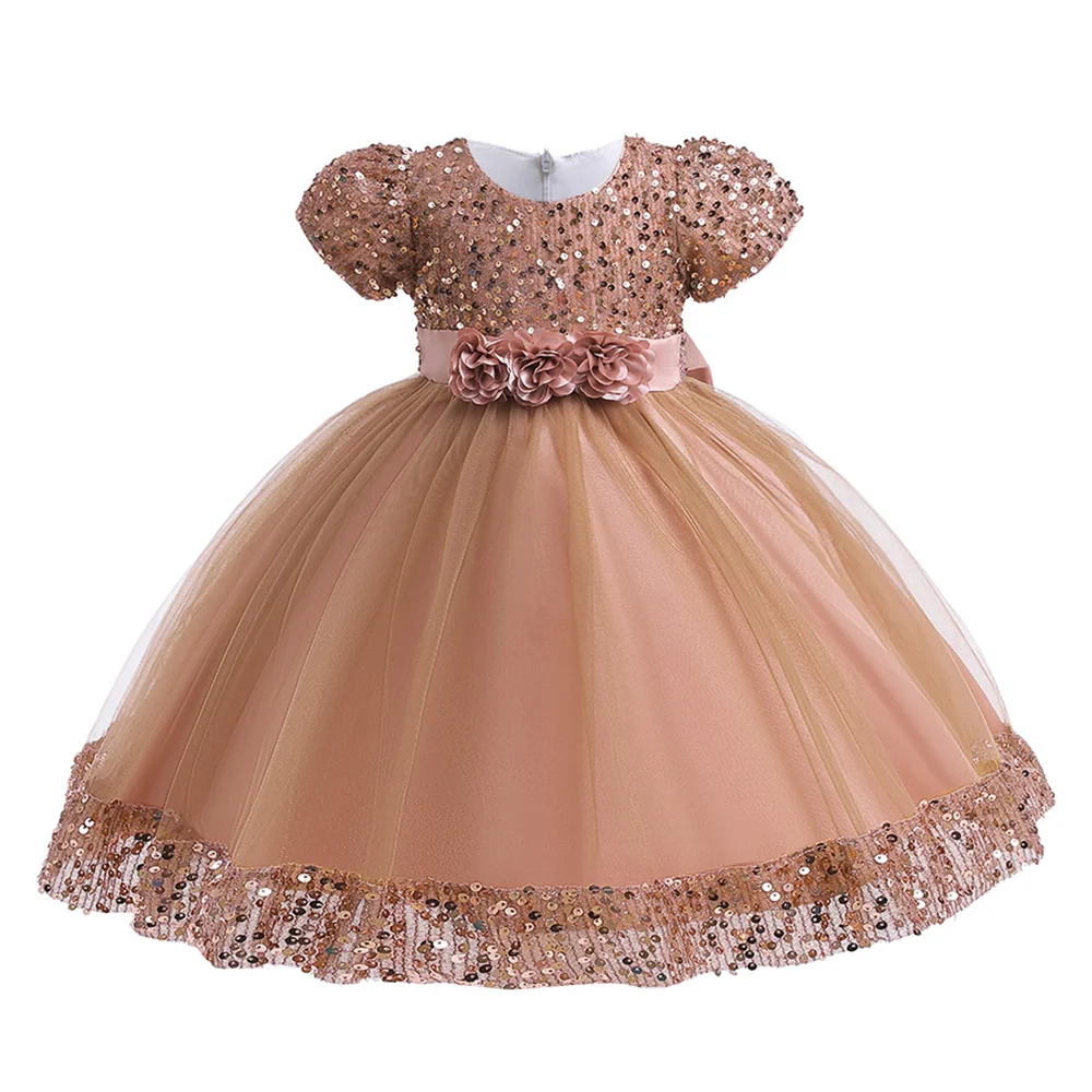 Girls Birthday Party Dress Sequin Children Costume Flower Girl Bridesmaid Dresses For Kids Princess Wedding Prom Gown 3-10Years