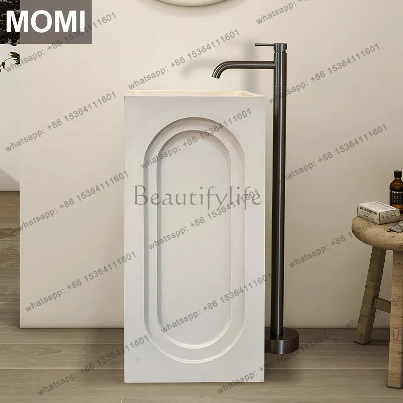 Cream feng shui grindstone personalized wash basin Floor-to-ceiling art square column basin