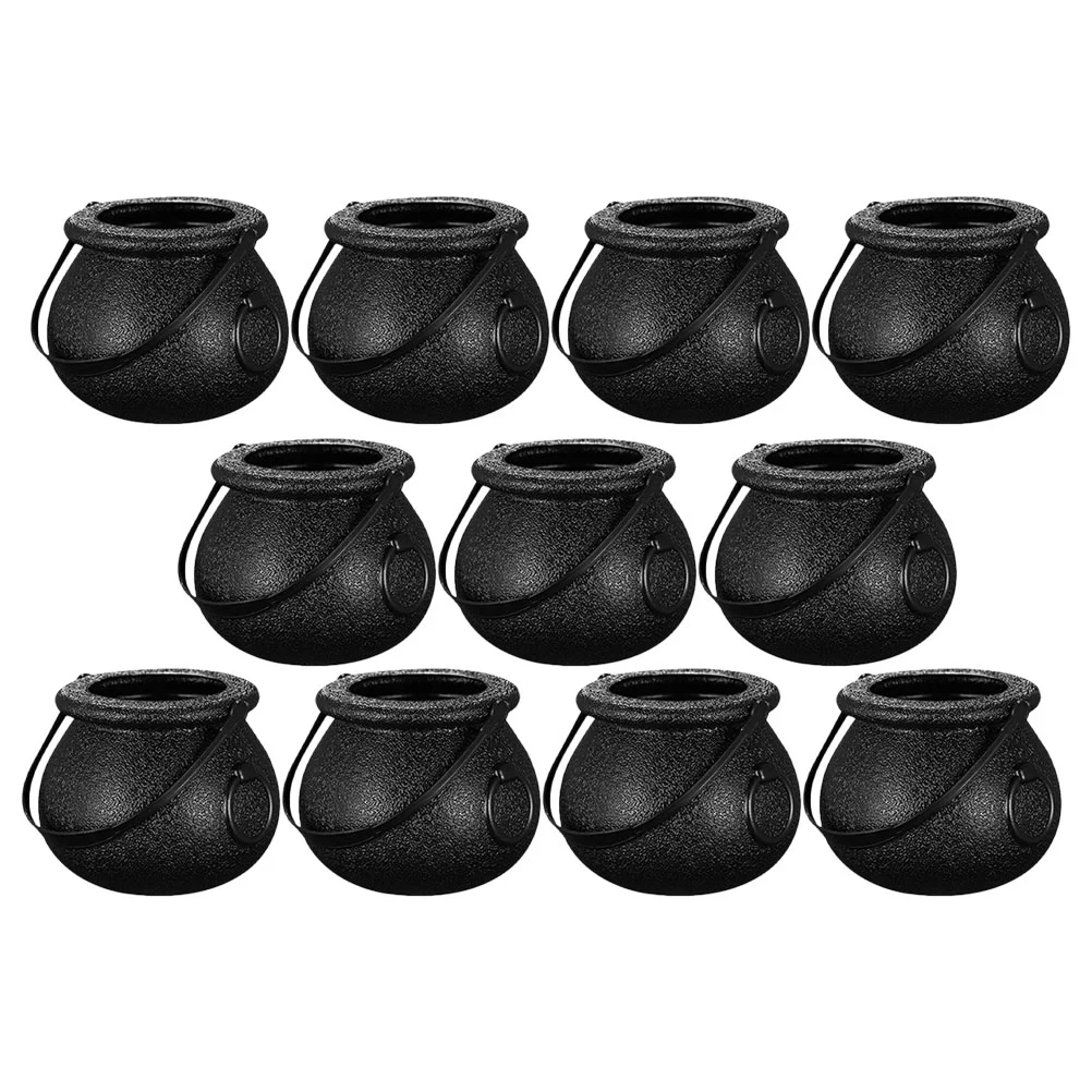 12 Pcs Halloween Candy Jar Children's Birthday Gifts Mini Buckets Cauldrons Party Favors Pails Trick Treat Pot