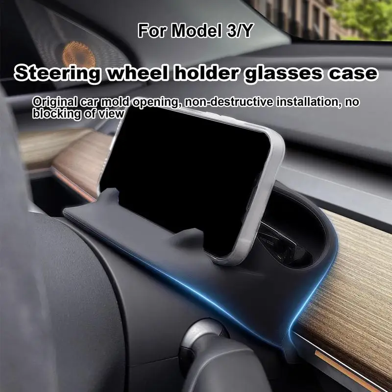 Steering Wheel Rear Phone Holder For Tesla Model 3 /Y Console Organizer Storage Box Silicone Console Storage Tray Car Interior