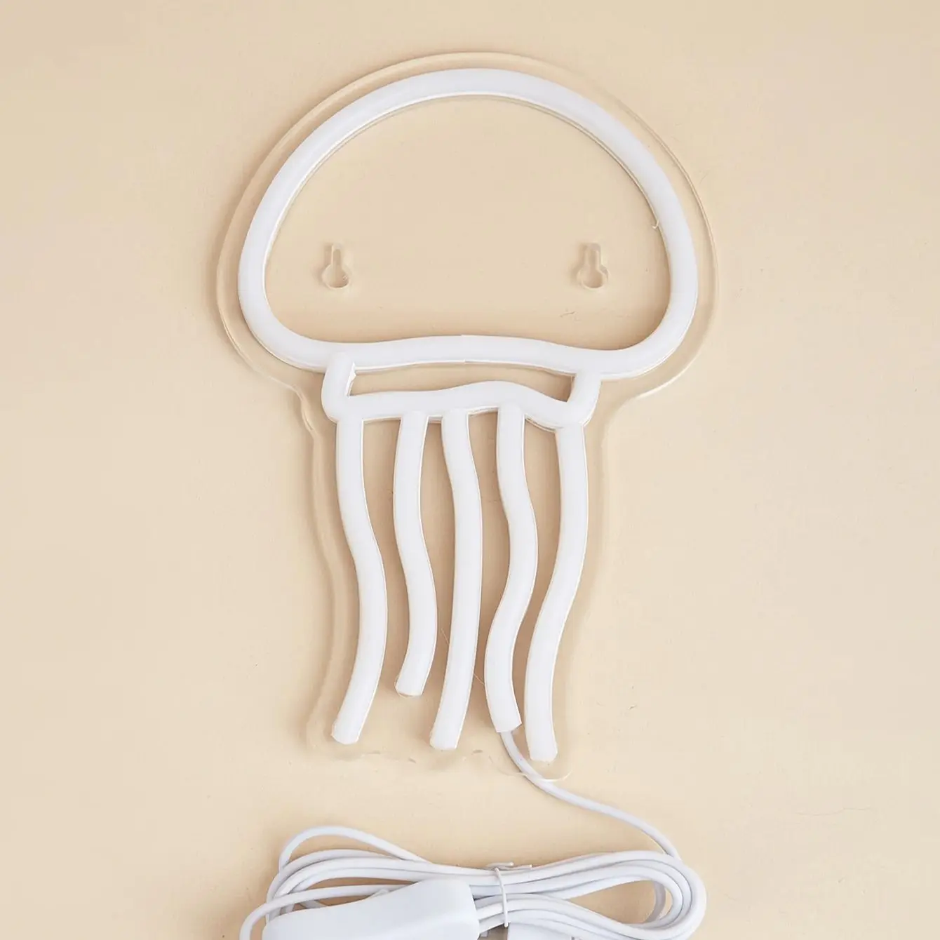 Chi-buy LED Neon Jellyfish USB Powered Neon Signs Night Light 3D Wall Art Bedroom Living Room Decor Lamp Signs，Suitable for