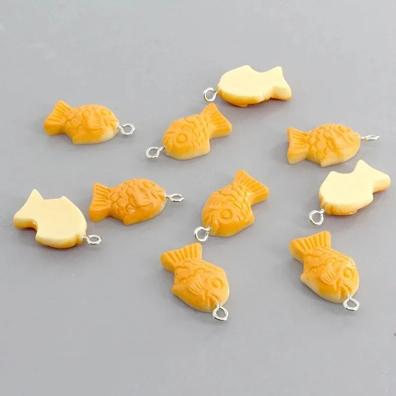 10pcs/lot Simulation Fish Cake Resin Flatback Charms Kawaii Food Pendants Handmade Jewelry Craft Accessories