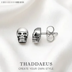 Stud Earrings Skull Europe Style Fine Jewerly Rebel Punk Gift For Women Men In 925 Sterling Silver
