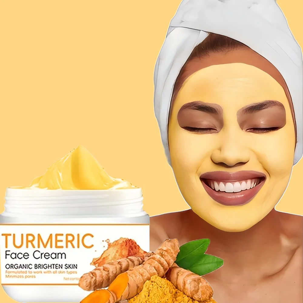 Crema facial de cúrcuma, crema hidratante iluminadora, hidratación de glicerina, estiramiento de la piel, sin Alcohol para varios tipos de piel