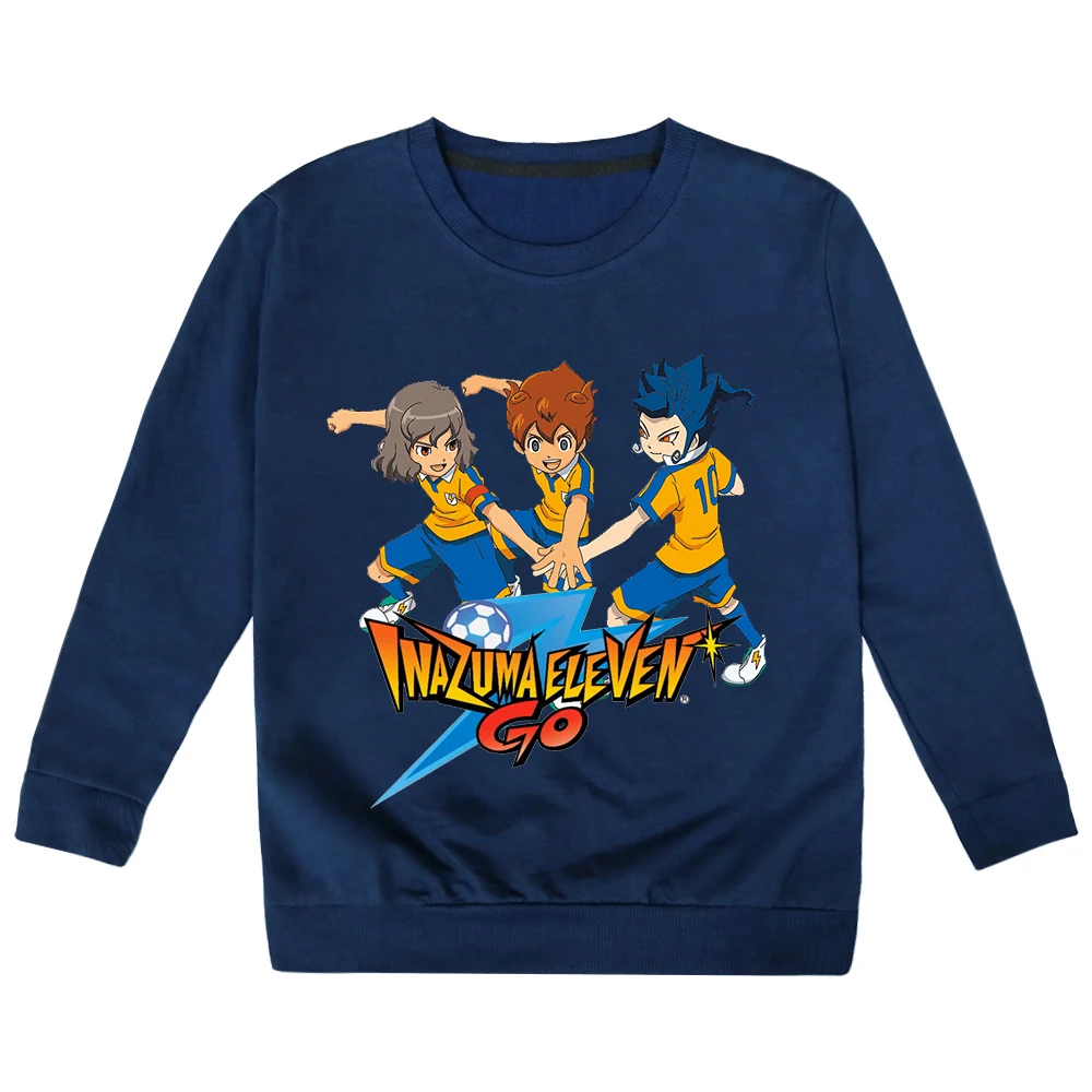 Inazuma Eleven Go Cartoon Print Kids Sweatshirts Crew Neck Tops Boys Girls Long Sleeve Casual Pullover Autumn Children Hoodie