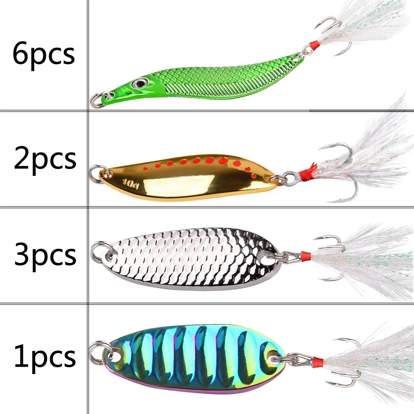 12pcs Metal Trout Fishing Spoon Lures Jigging Baits 7g 10g 15g 20g 25g Crankbait Artificial Spinner Hard Baits For Trout Bass