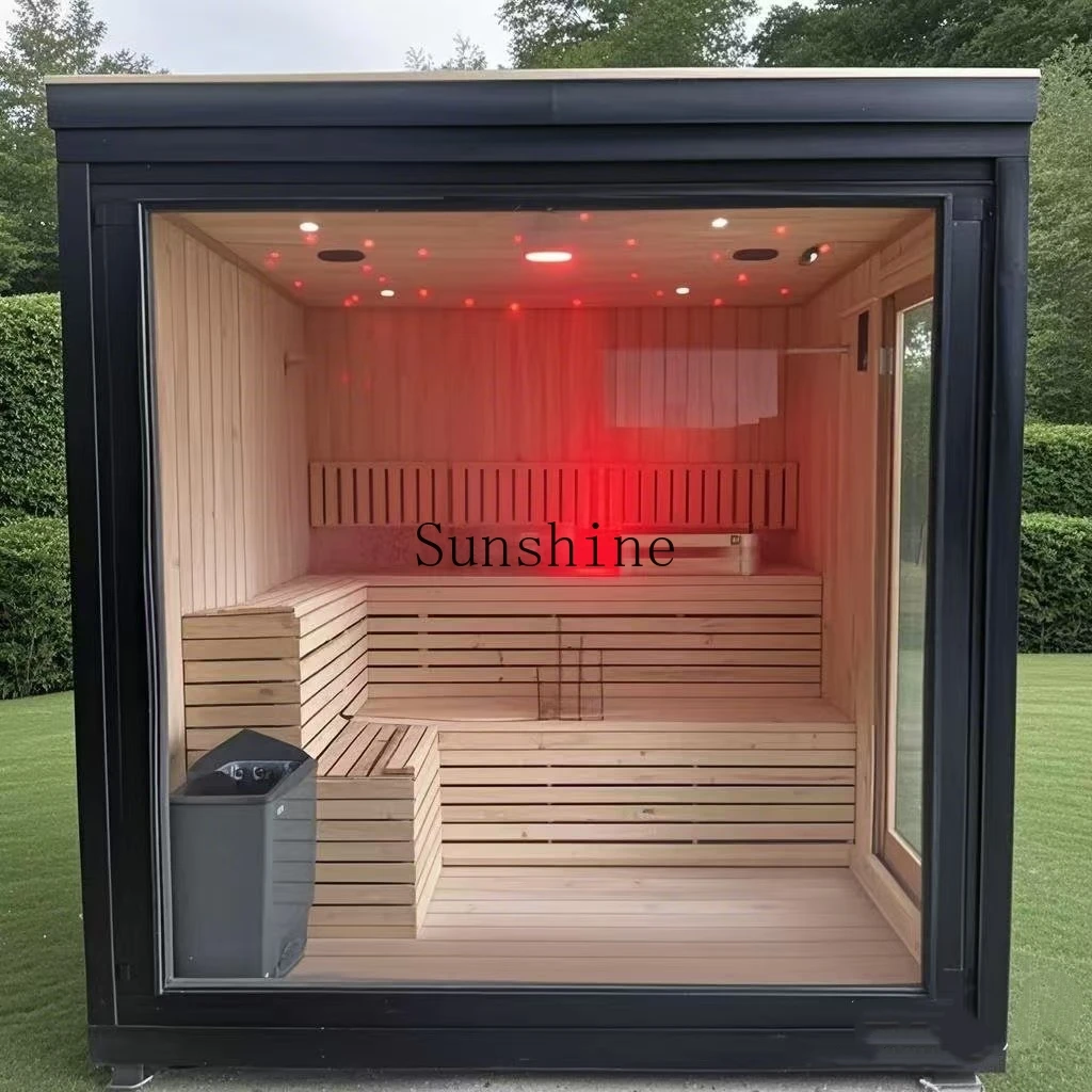 Outdoor sauna room dry and wet steaming multi-person custom special-shaped courtyard pavilion exit graphene room