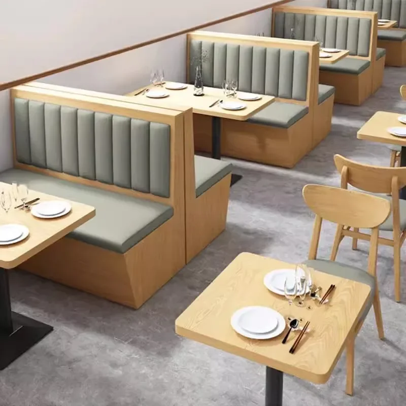 

Luxury leather seating booths chafing-dish table and chair set cafe simple commercial restaurant furniture