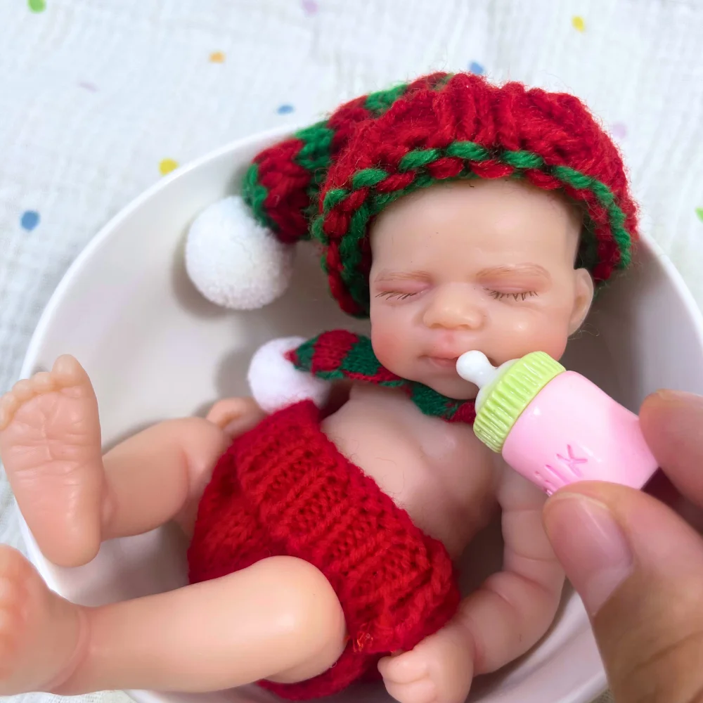 Mini 15CM Pascale Reborn Lalka Silikonowa Dziewczynka z Możliwością Mycia Ciała, 6 Calowa Miękka Lalka z Solidnego Silikonu, Prezent na Urodziny, Boże Narodzenie, Zabawka