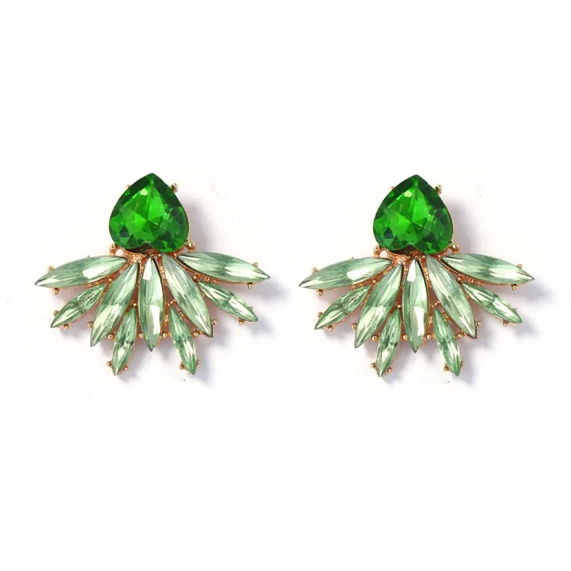 Elegant Leaf Stud Earrings with Sparkling Gem Detail Women Stylish Vibrant Trendy Earring Jewelry Accessories Daily Casual Gift