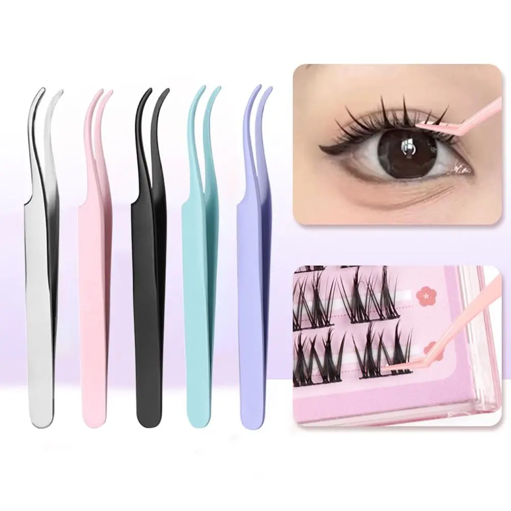 New Grafting Tweezers Stainless Steel Anti-static Eyelash Curler Colorful Individual Lashes Eyelash Applicator Eyelash Extension