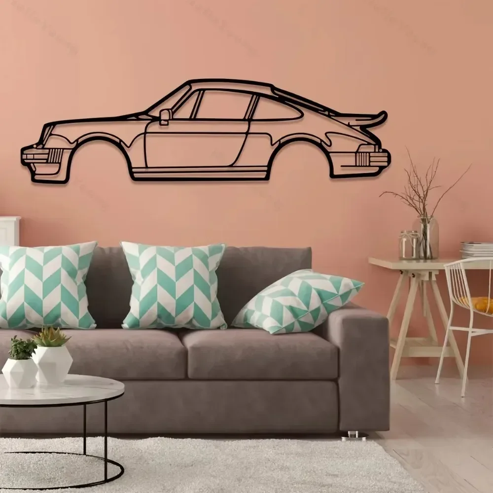 Decoração de parede arte criativa metal ferro arte linha 911 turbo carro esportivo pendurado na parede casa arte decoração pingente ornamento