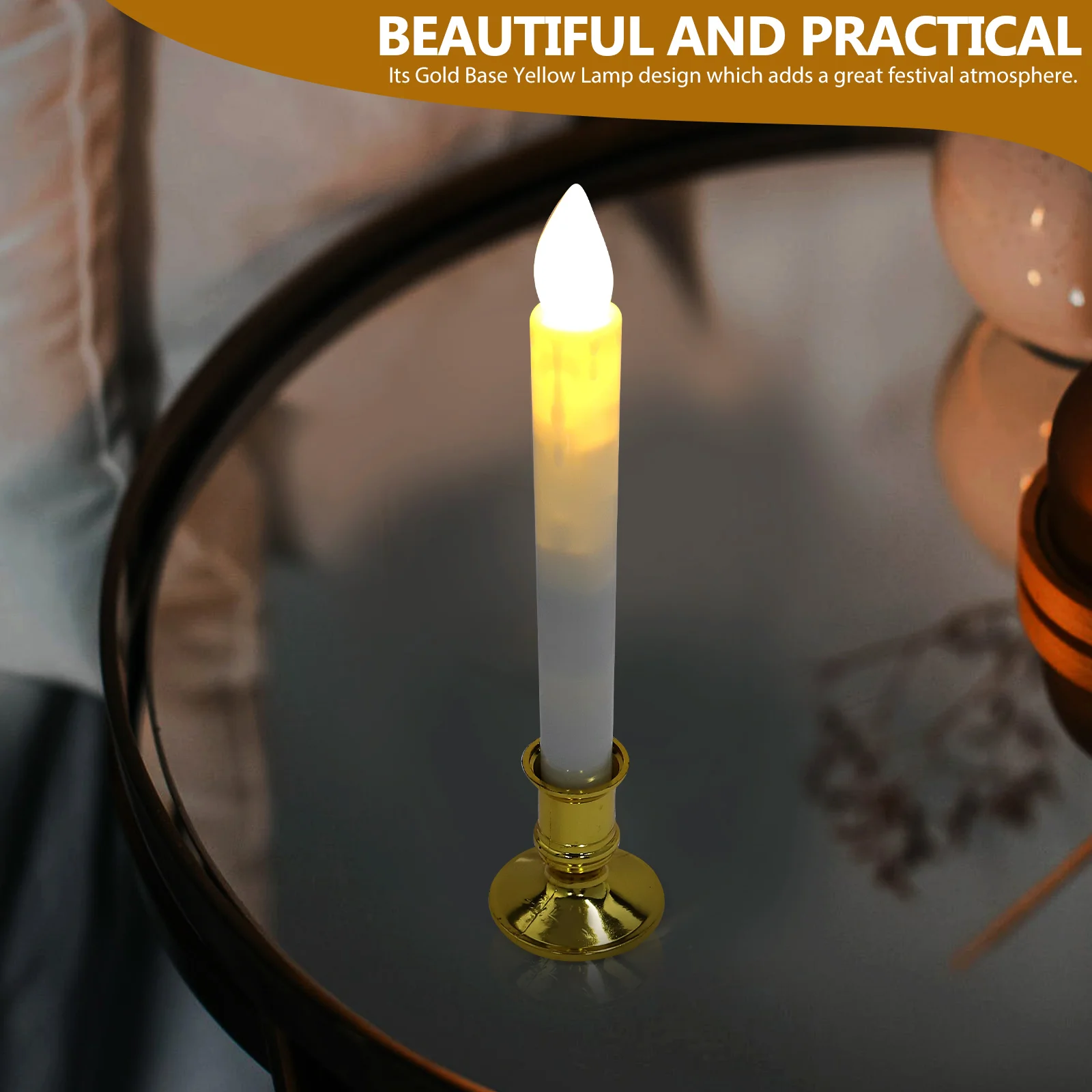 

4pcs Led Creative Flickering Warm White Light For Christmas Valentine Day Decoration Gold Base Yellow Lamp Multifunction