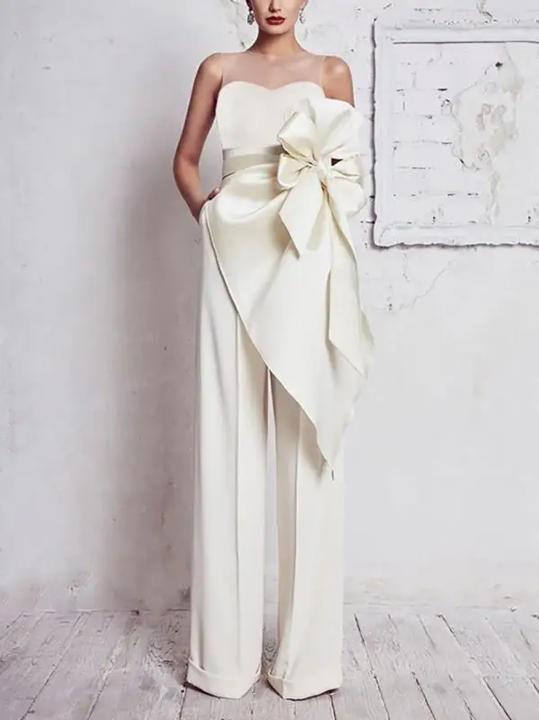 New Chest Wrap Belt Lotus Asymmetrical Temperament Slim Jumpsuit 2025 Autumn And Winter New Fashion High Street Long