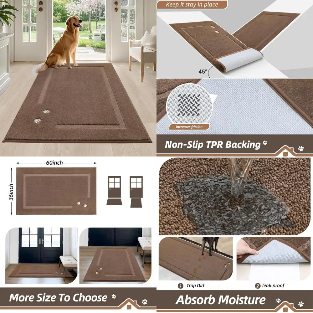 

"Muddy Paws Solution: 36x60 Inch Absorbent, Non-Slip Door Mat with Dirt Trapper and Stain Resistance for Welcoming Entrance"