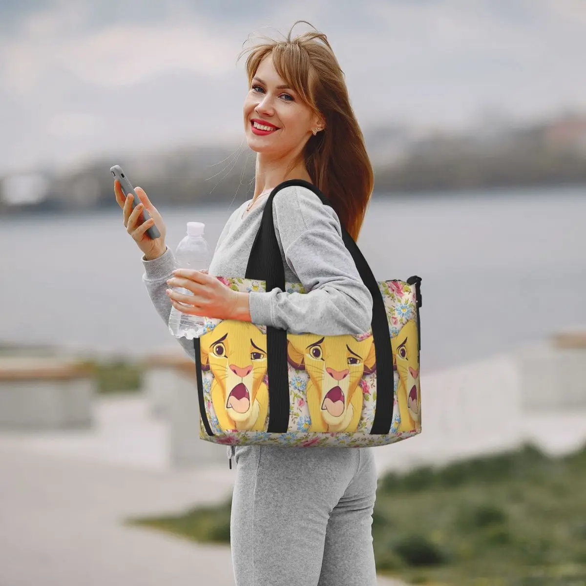 Bolso de mano personalizado El Rey León Simba para mujer, bolsa de playa Extra grande para gimnasio, bolsas de compras de viaje