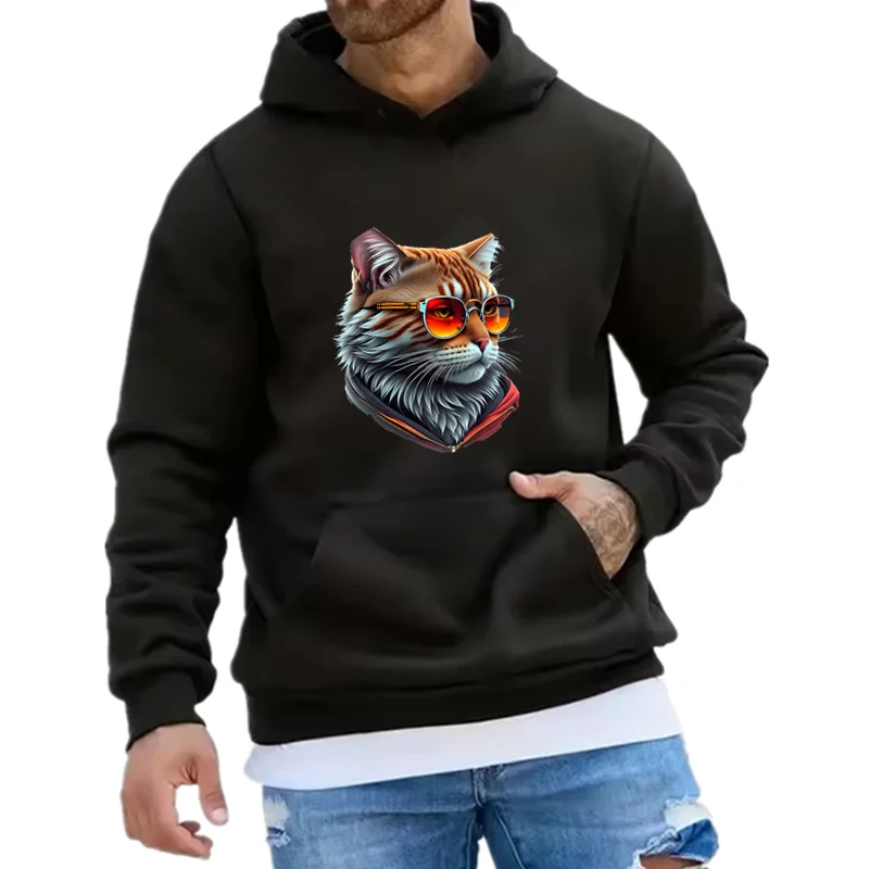 المبيعات الساخنة بدلة رياضية رجالي الاتجاه القط الطباعة عادية هوديي بلوزات الركض الرياضة القمم البلوز Harajuku تنوعا الشارع جلطة #1