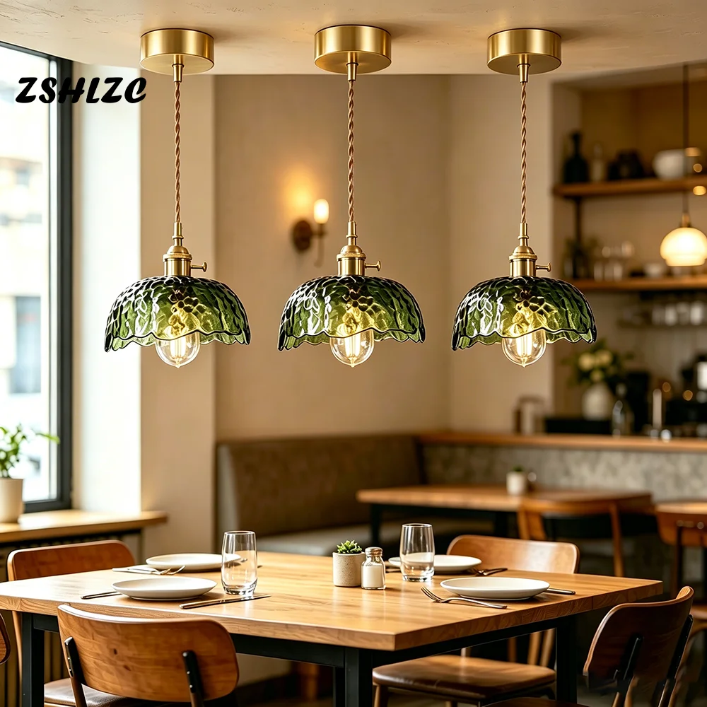 Nordic Vintage Glass LED Pendant Lights for Dining Room Resturant Bar Hanging Decor Lamp Kitchen Indoor Pendant Lamp Bedroom