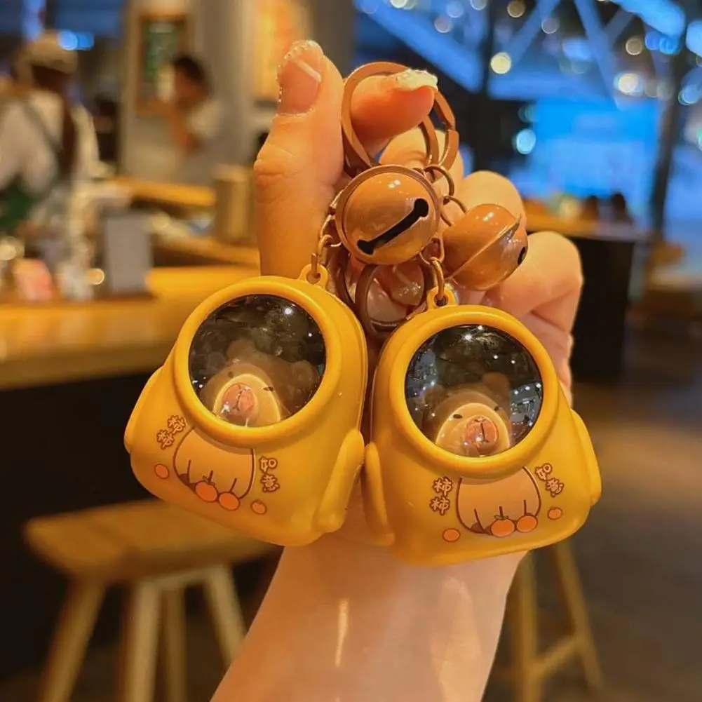 Cute Kapibala Small Night Light Keychains Kawaii Bag Hang Luminous Keychain Keyring Schoolbag Pendant Hanging Luggage Accessorie