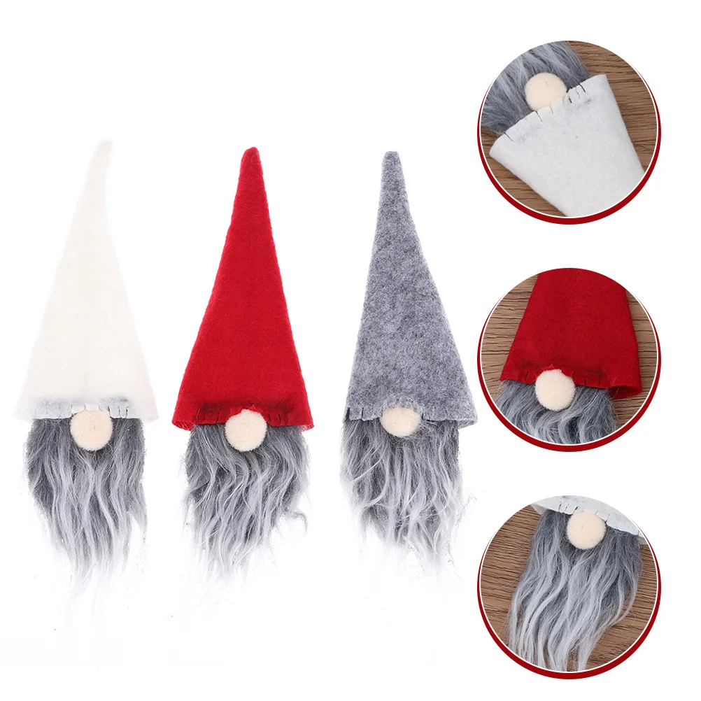 12 Pcs Christmas Hat Bottle Set Cover Cap Ornament Accessory Non-woven Fabric Decorative Decoation