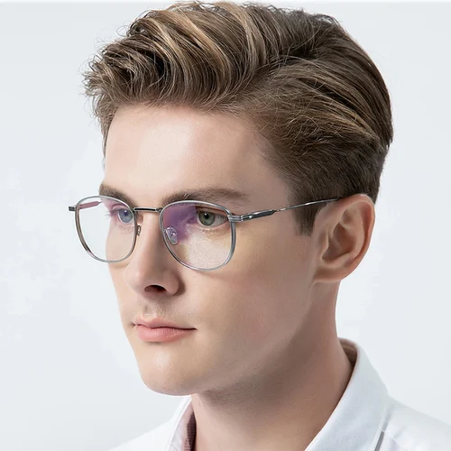 Imagen 2 del producto Montura de gafas FONEX de titanio, montura de gafas Vintage para hombre, gafas de diseño de marca, gafas cuadradas japonesas ultraligeras 8517-1