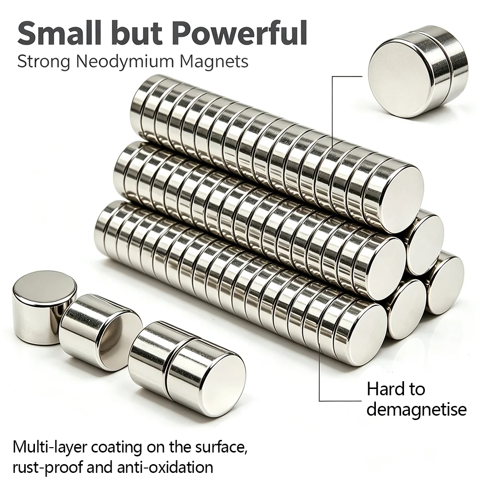 10x2 10x3 10x5mm N35 Round Neodymium Magnet Disc Powerful Permanent NdFeB Magnets for Fridge Stickers, DIY Craft, Home Office