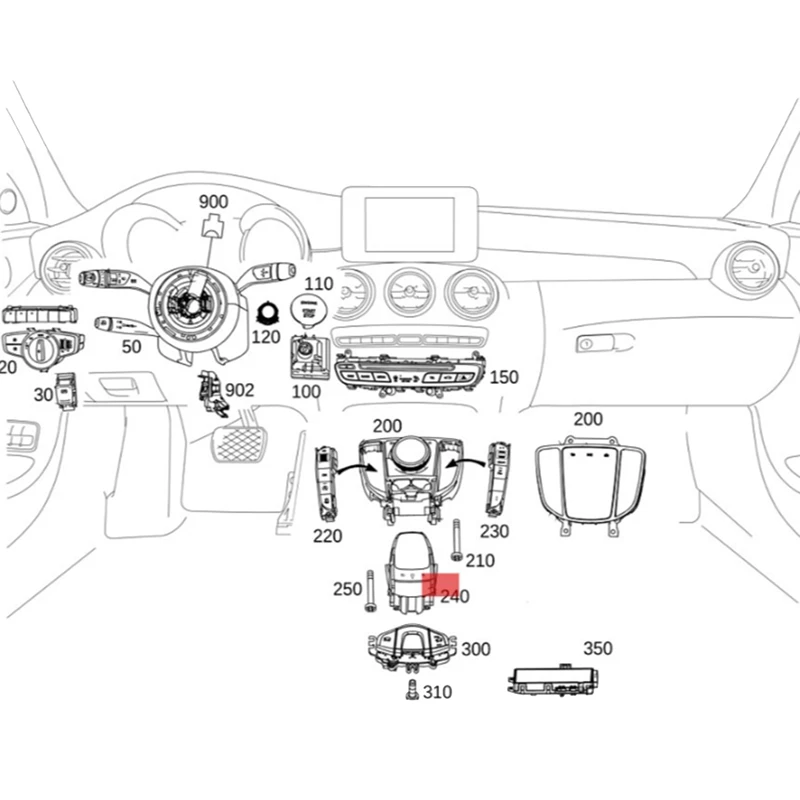 Car Console Mouse Touchpad Control Handwriting Controller Panel For Mercedes BENZ W222 W205 W253 W166 14-19