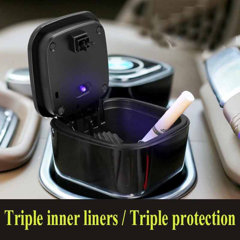 Mobidea Portable Car Ashtray with LED Light Multifunctional Garbage Storage Cup Auto Interior Accessory