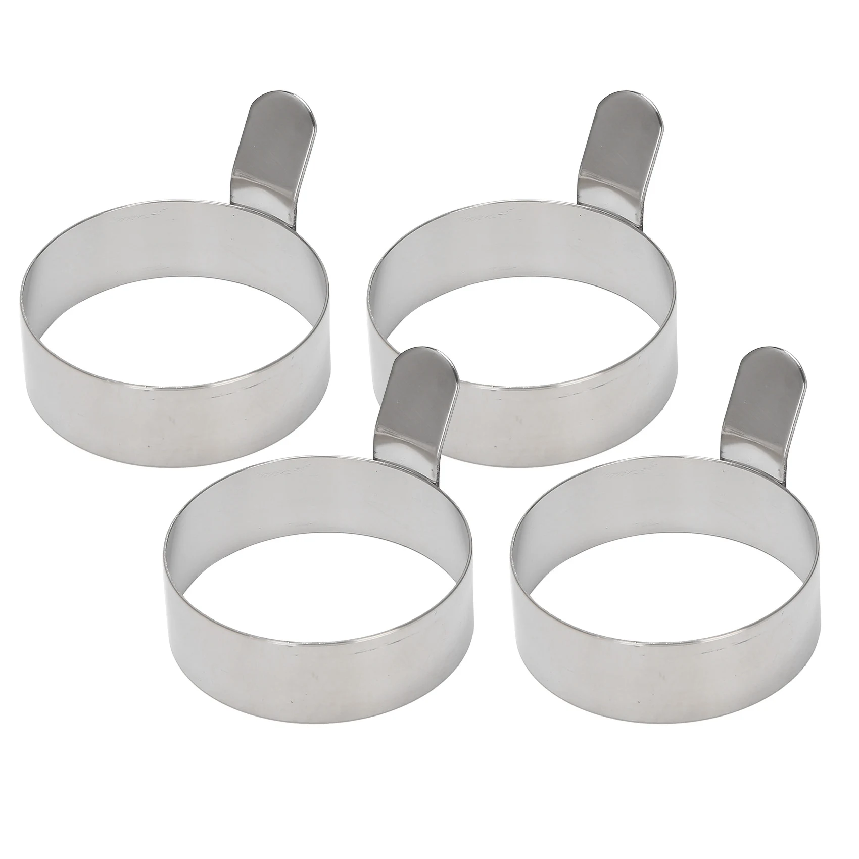 4 Pcs Egg Frying Rings Stainless Steel Omelette Model Pancake Rings Perfect Circle Round Fried Poach Mould with Handle S