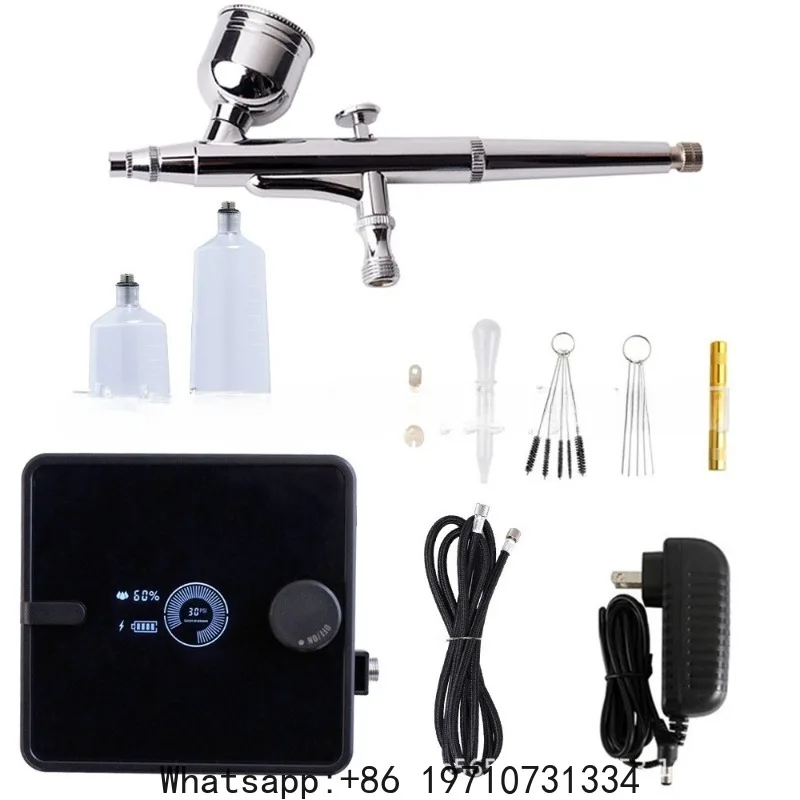 

Automatic start and stop digital display, mini airbrush, air pump compressor, beauty nail spraying and coloring set