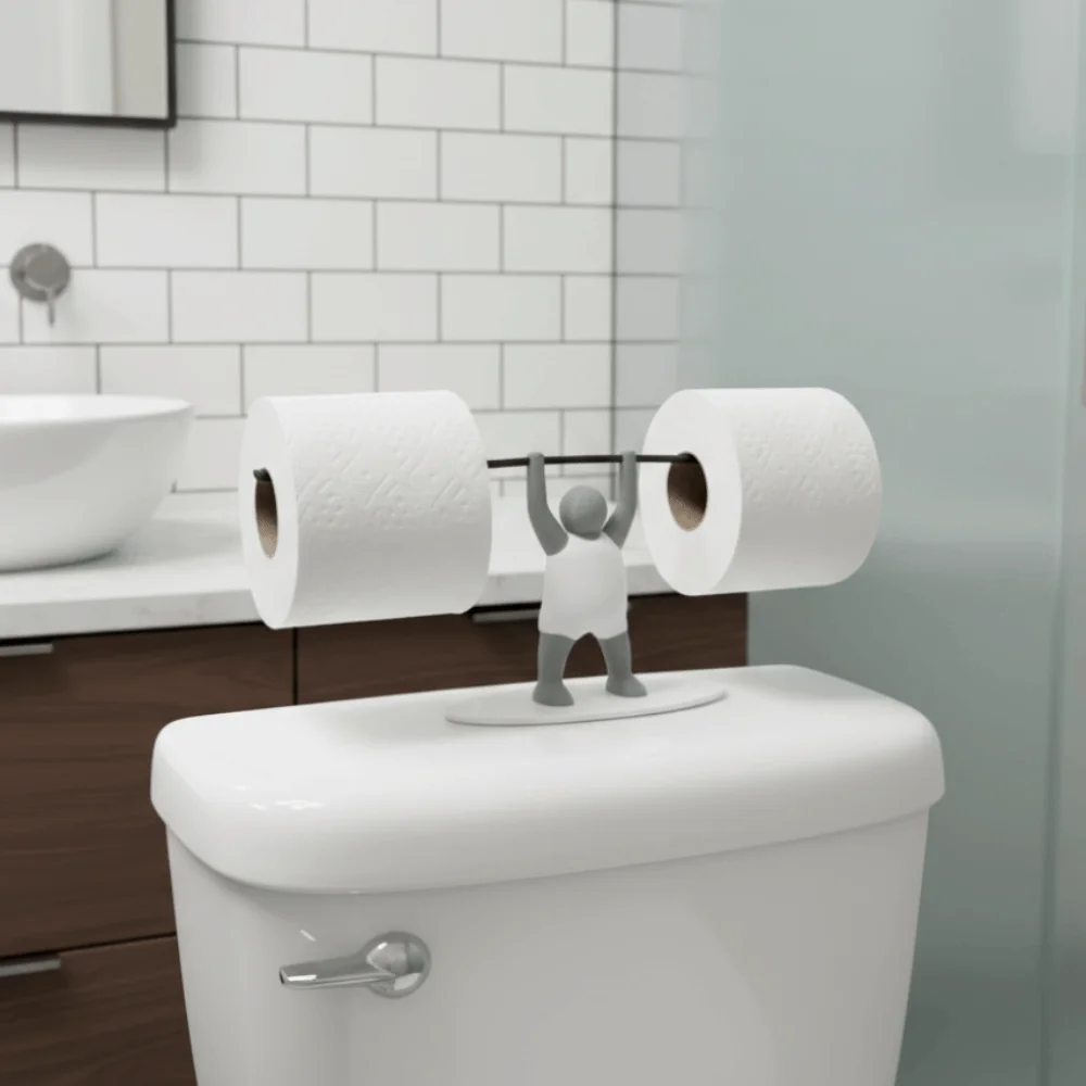 

Забавный держатель для туалетной бумаги в виде штанги, экономящий место, пластиковый, в стиле фитнеса