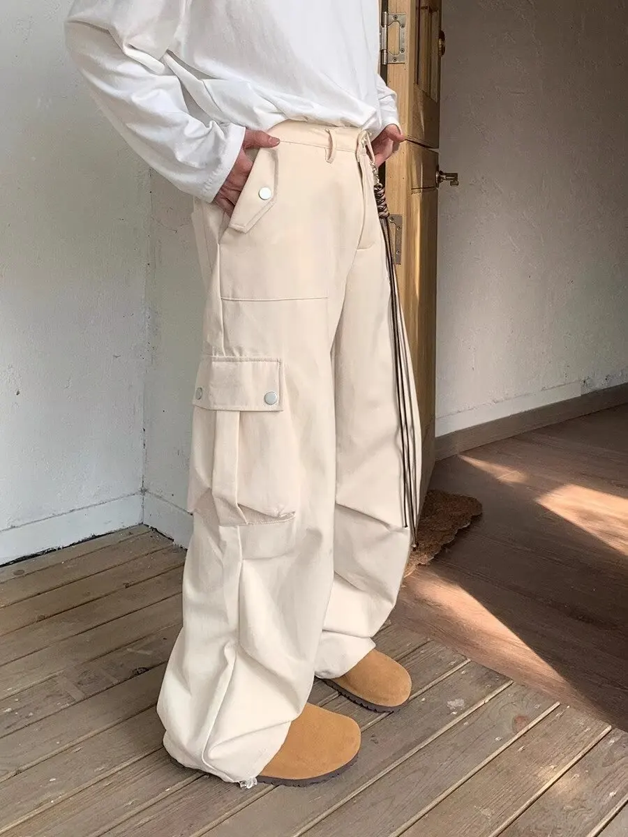 HOUZHOU Wide Cargo Pants Men Baggy Oversize Cargo Trousers Male Oversize Loose Casual Streetwear Hip Hop Pocket Spring