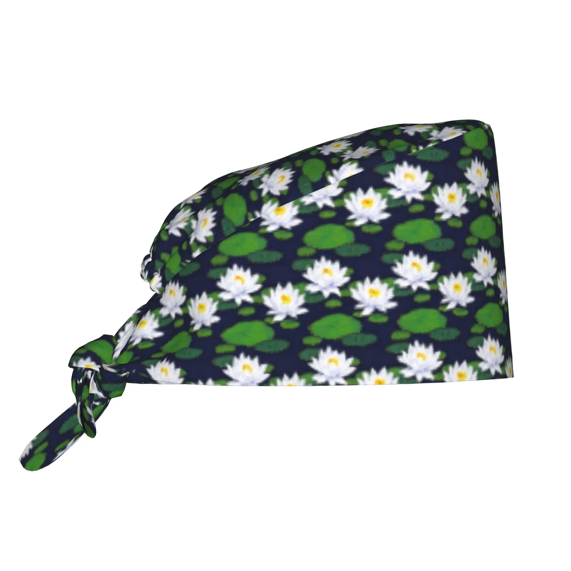 Water Lilies Nelumbo Nucifera  Working Cap Surgical Hats Women Men  Operating Room Cap Nursing Cap Lab Works Hat