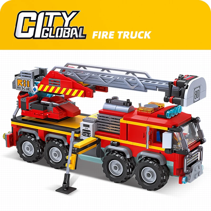 City Series Children's Fire Rescue Team Car Drone Building Assembly Small Particle Building Blocks Boy Toy Model