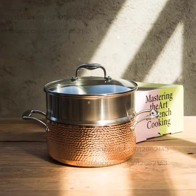 Hammer copper die-casting bottom 24 * 11.5cm soup pot steamer does not pick stove