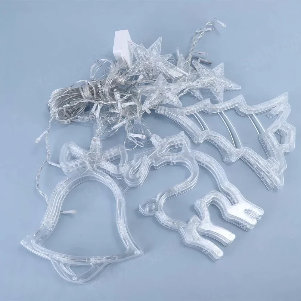 LED الستار أضواء عيد الميلاد الاتحاد الأوروبي التوصيل الغزلان جرس ستار جارلاند الجنية StringLight السنة الجديدة الديكور لحفل زفاف عطلة 2025