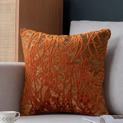 Pillow Cover with Cut Velvet Branches, Simple Living Room Sofa Cushion Cover 45x45 Plum Blossoms