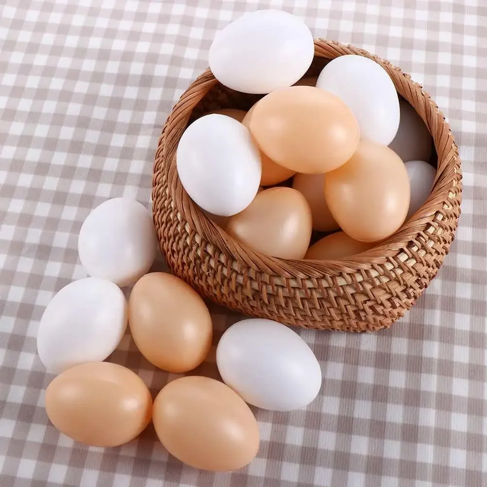 

10pcs/set Egg Hen Poultry Breeding Simulation Fake Plastic Artificial Eggs DIY Painting Easter Egg Educational Toy Bird stand