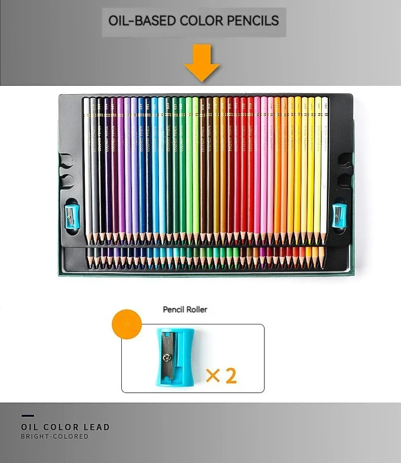 48-200 Farben Professionelle Farbige Ölstifte Aquarell-Zeichenstifte Set mit Aufbewahrungstasche Kunstbedarf – Detail 6