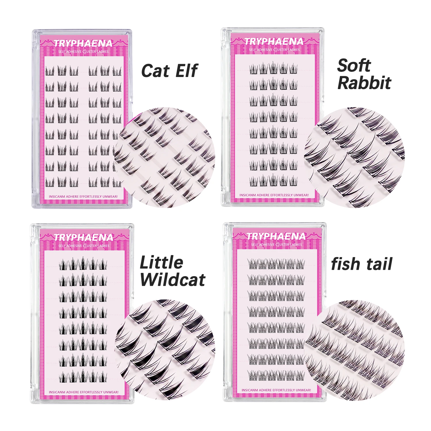 下まつげクラスター,接着剤なし,自然な髪,韓国のメイク