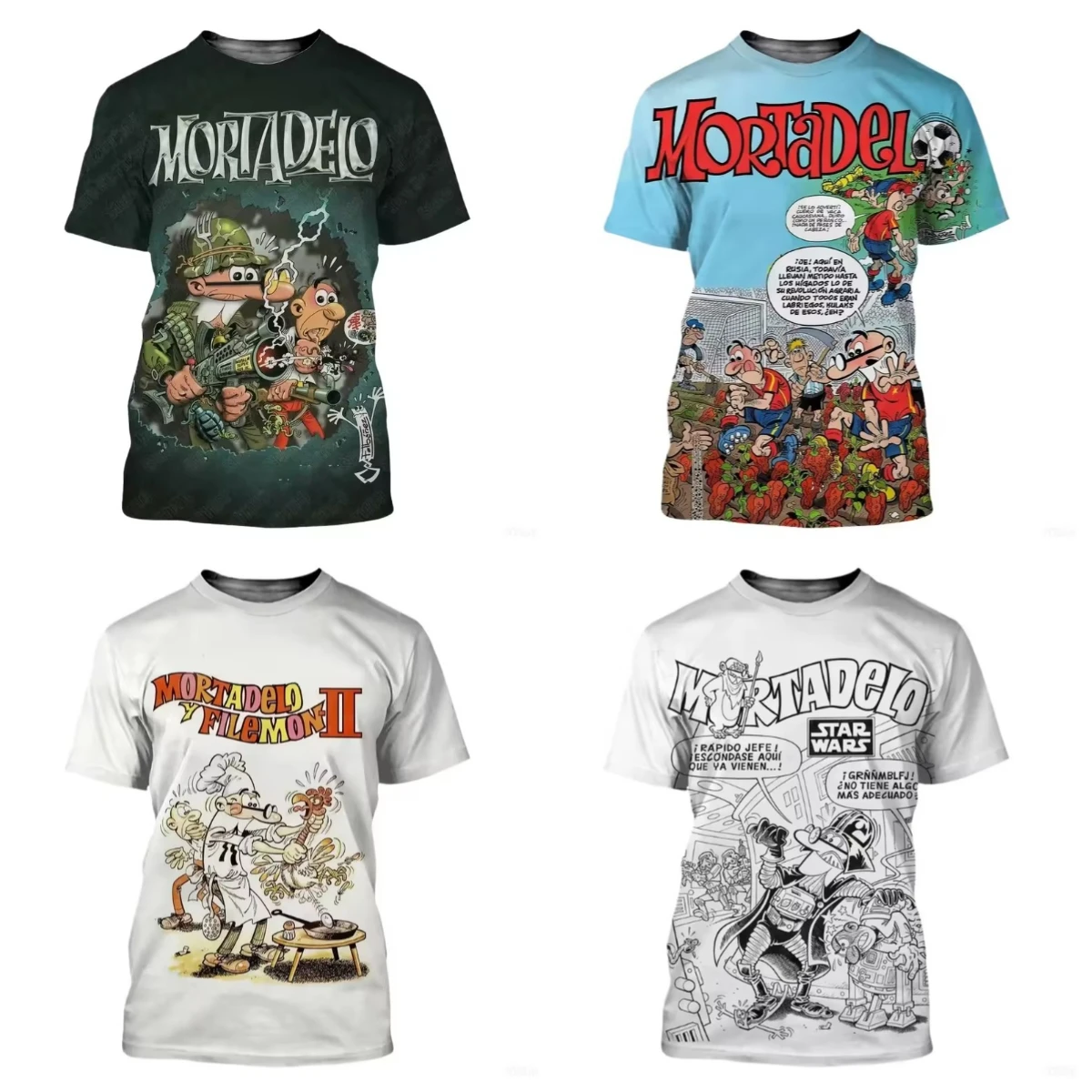 Mortadelo 및 Filemon 티셔츠는 남성, 여성, 성인 및 어린이를 위한 속건성 3D 프린트 반팔 셔츠입니다.