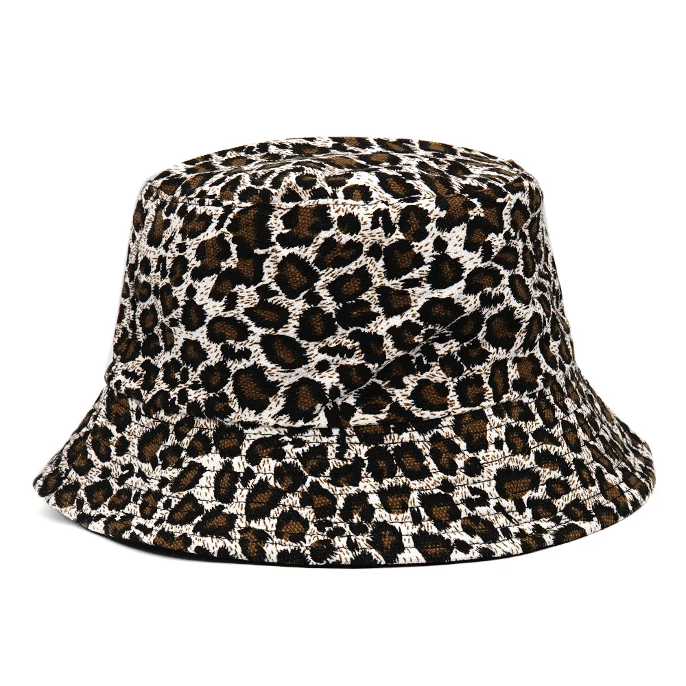 2024 Spring/Summer Outing Sun-proof Hat Reversible Leopard Print Bucket Hat Big Brim Fisherman Cap Unisex Fishing Hat