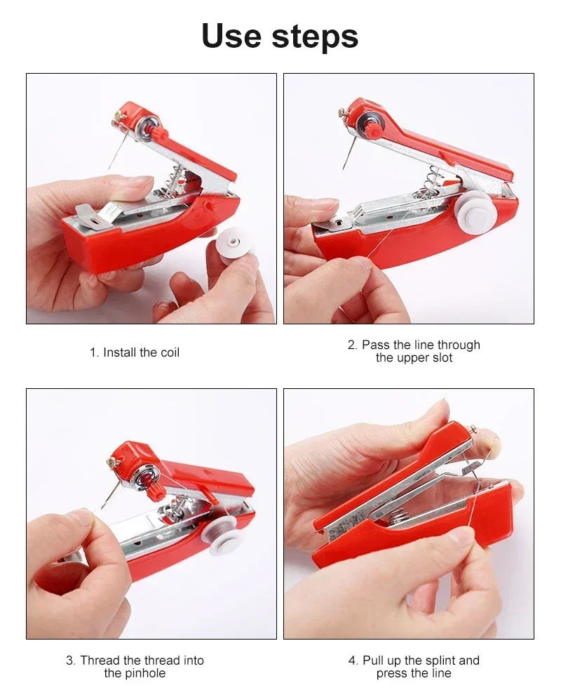 Máquina de Costura Manual Portátil Mini Sem Fio, Útil para DIY, Roupas Domésticas, Couro, Ferramentas Manuais e Acessórios