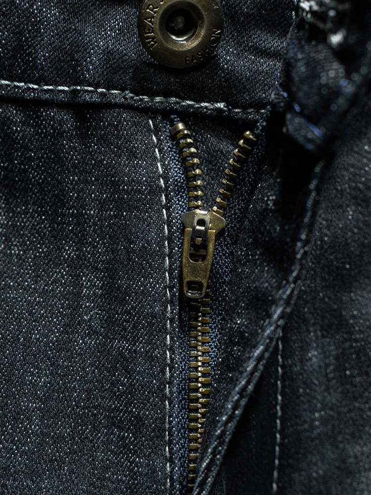 Fashion Ripped Men\'s Slim Straight Stretch Jeans Korean Personality Streetwear Denim Pants Classic Black Hip Hop Male Trousers