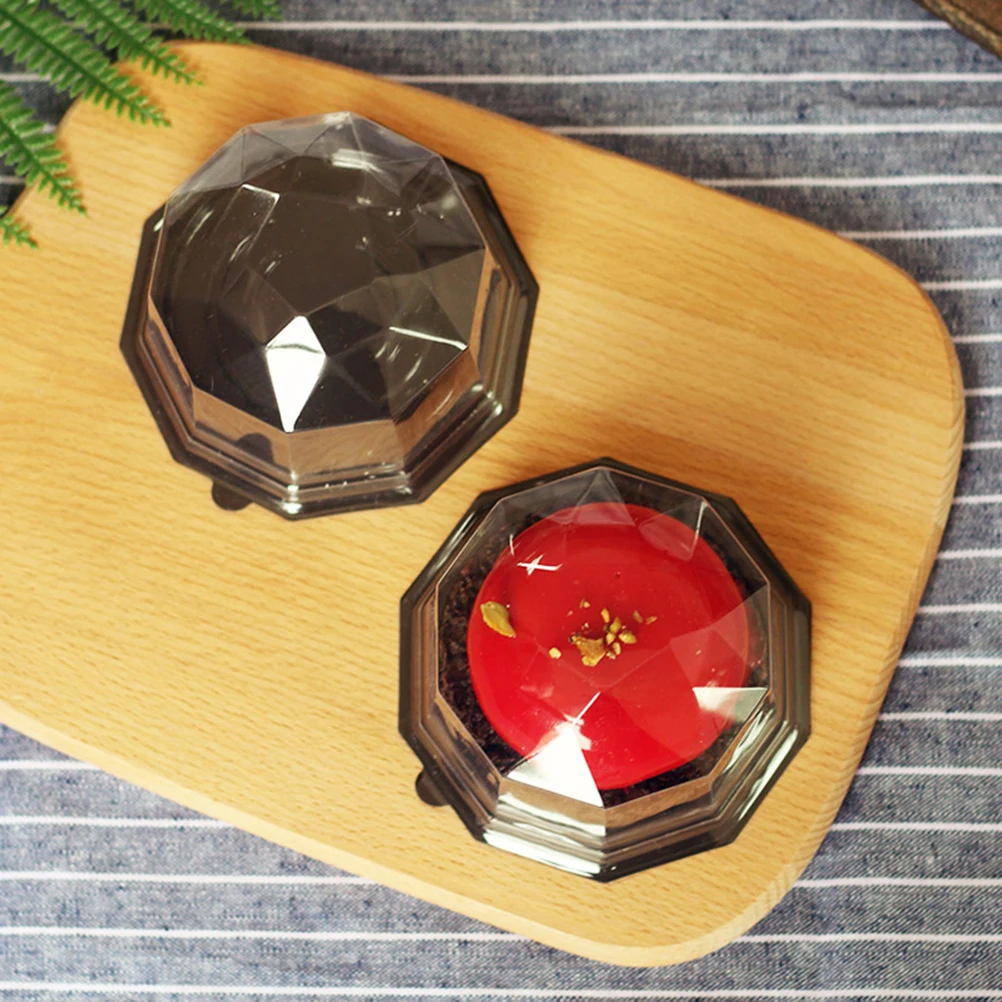 

100pcs Cake Boxes Transparent Plastic Locking Design Single Cupcake Holders Fresh Food Storage Popular Moon Packaging