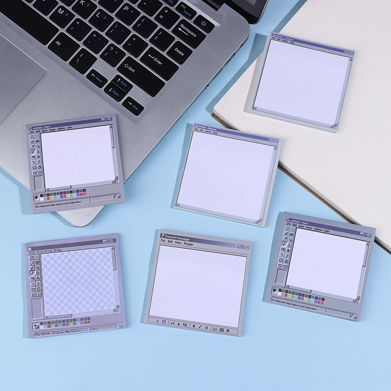 

50 Sheets Vintage Computer Drawing Sticky Notes - Ideal For Artists & Office Use Durable Adhesive Notes Sticky Notes For Office